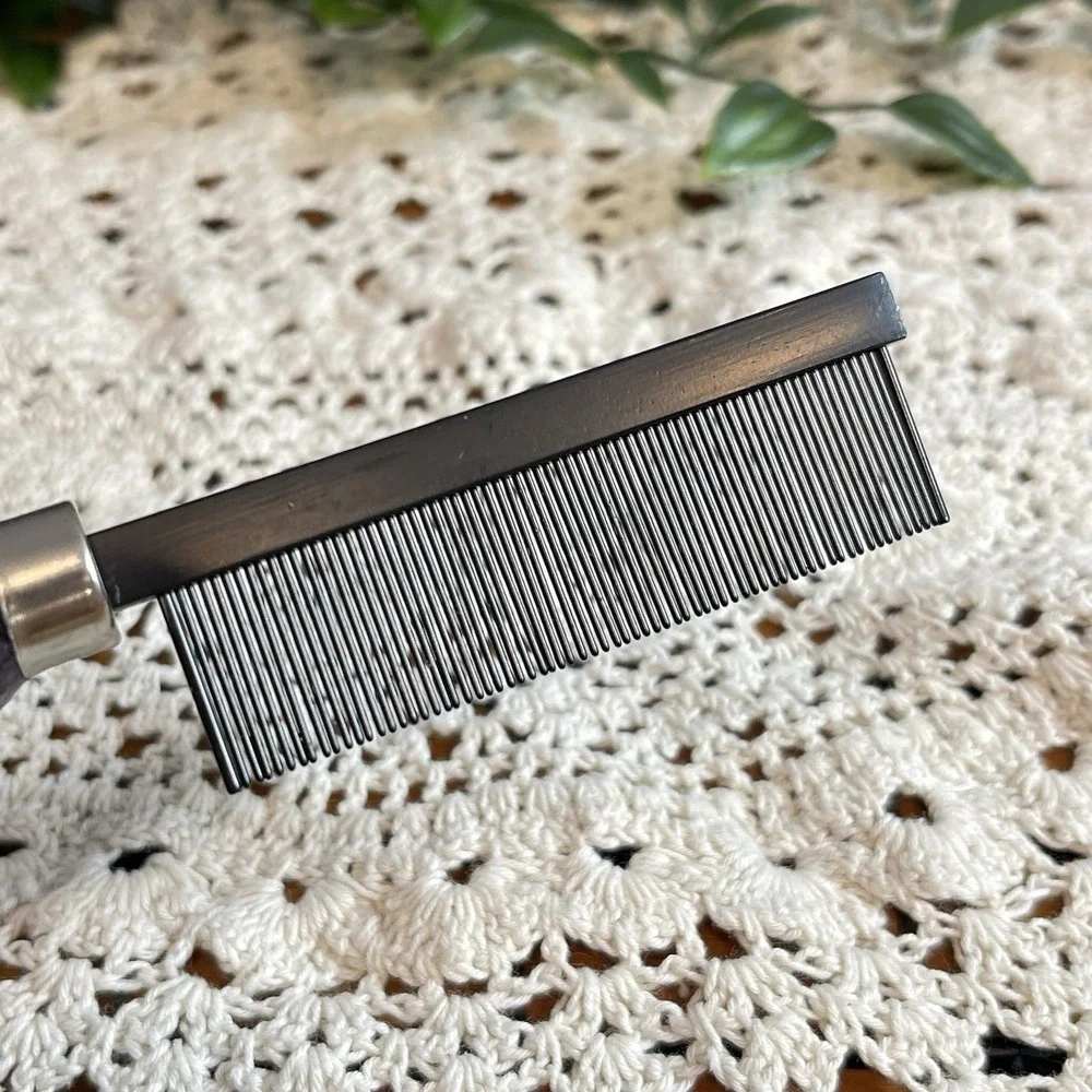 Vintage Four Paws GC 117 Flea Comb Steel Pet Grooming Wood Lacquer Handle Tool
